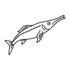 garfish icon, garfish line art - simple line art of garfish, perfect for garfish logos and icons