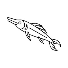 garfish icon, garfish line art - simple line art of garfish, perfect for garfish logos and icons