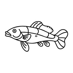 goby fish icon, goby fish line art - simple line art of goby fish, perfect for goby fish logos and icons