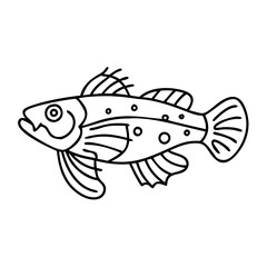 goby fish icon, goby fish line art - simple line art of goby fish, perfect for goby fish logos and icons
