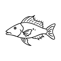 hogfish icon, hogfish line art - simple line art of hogfish, perfect for hogfish logos and icons