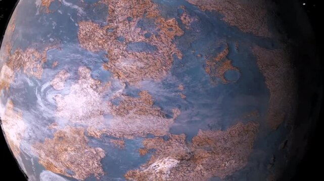 Animation depicting exoplanet Kepler 22b in outer space.