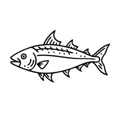 king mackerel icon, king mackerel line art - simple line art of king mackerel, perfect for king mackerel logos and icons