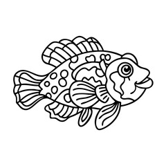 mandarin fish icon, mandarin fish line art - simple line art of mandarin fish, perfect for mandarin fish logos and icons