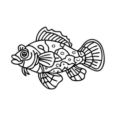 mandarin fish icon, mandarin fish line art - simple line art of mandarin fish, perfect for mandarin fish logos and icons