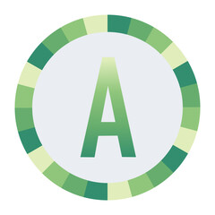 Light to Dark Green and Cream Circle Symbol with a Mid-Tone Green Capital Letter “A” on a Black Backdrop.