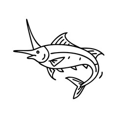 marlin icon, marlin line art - simple line art of marlin, perfect for marlin logos and icons