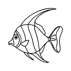 moorish idol icon, moorish idol line art - simple line art of moorish idol, perfect for moorish idol logos and icons