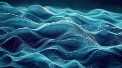 Fototapeta premium Abstract representation of flowing waves with a blue and teal color palette.