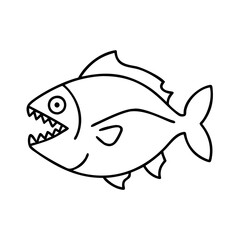 piranha icon, piranha line art - simple line art of piranha, perfect for piranha logos and icons