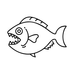 piranha icon, piranha line art - simple line art of piranha, perfect for piranha logos and icons