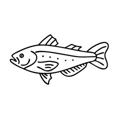 sablefish black cod icon, sablefish black cod line art - simple line art of sablefish black cod, perfect for sablefish black cod logos and icons