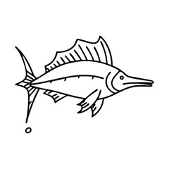 sailfish icon, sailfish line art - simple line art of sailfish, perfect for sailfish logos and icons