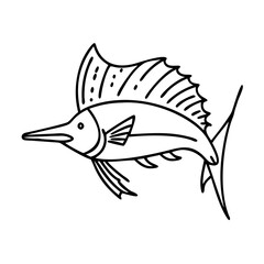 sailfish icon, sailfish line art - simple line art of sailfish, perfect for sailfish logos and icons