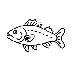 sea bass icon, sea bass line art - simple line art of sea bass, perfect for sea bass logos and icons