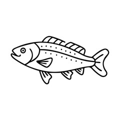 sea bass icon, sea bass line art - simple line art of sea bass, perfect for sea bass logos and icons