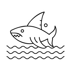 Fototapeta premium shark icon, shark line art - simple line art of shark, perfect for shark logos and icons