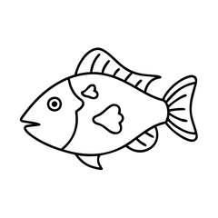 triggerfish icon, triggerfish line art - simple line art of triggerfish, perfect for triggerfish logos and icons