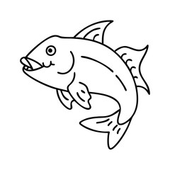 wolf fish icon, wolf fish line art - simple line art of wolf fish, perfect for wolf fish logos and icons