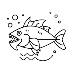 wolf fish icon, wolf fish line art - simple line art of wolf fish, perfect for wolf fish logos and icons