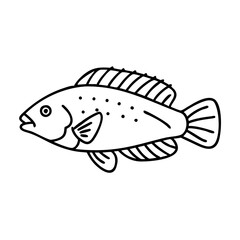 wrasse icon, wrasse line art - simple line art of wrasse, perfect for wrasse logos and icons
