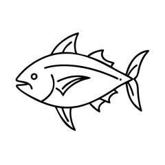 yellowfin tuna icon, yellowfin tuna line art - simple line art of yellowfin tuna, perfect for yellowfin tuna logos and icons