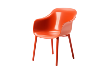 Single retro plastic chair with a simple yet elegant design, Isolated on white background