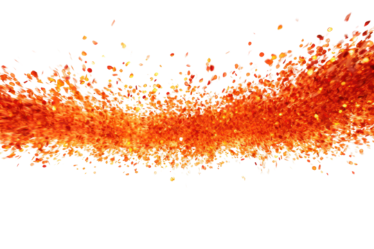 Glowing fire embers particles floating in the air, emitting a warm orange and red glow Isolated on white background