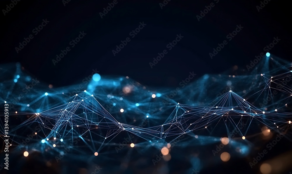 Poster abstract dots and lines connected. concept of ai technology. motion of digital data flow. communicat