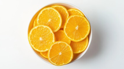 Fototapeta premium mango and orange fruit slices in a bowl on a white background