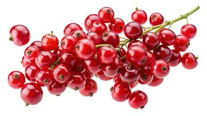 A Bunch of Fresh Red Currants on a White Background Juicy and Ripe Berries Ready to Eat Delicious Summer Fruit
