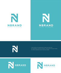Modern Teal and White N Brand Logo Design Variations
