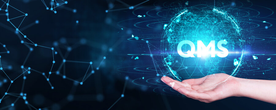 Quality management system business and industrial technology concept. QMS. 3d illustration