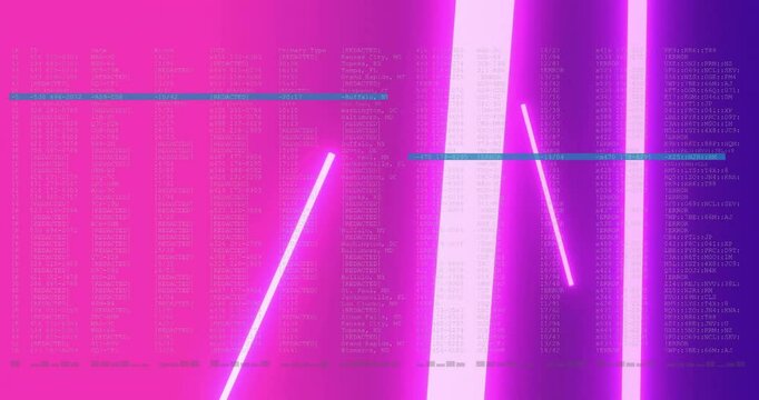 Neon lights with digital code forming animation for futuristic technology theme