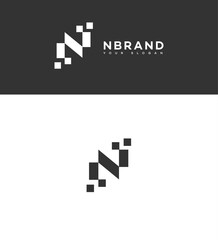 Modern Abstract N Letter Pixel Logo Design Branding
