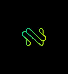Obraz premium Abstract Green Gradient Letter N Logo Design Minimalist Style
