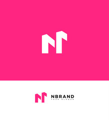 Modern Minimalist N Letter Logo Design, Pink White