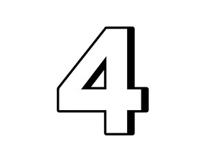 Obraz premium Number 4 four white color sign symbol on transparent background for design elements