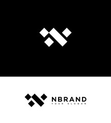 Obraz premium Abstract Modern N Brand Logo Design, Geometric Shapes, Monochrome Style