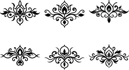 Baroque Swirl Accent ornament set on white background