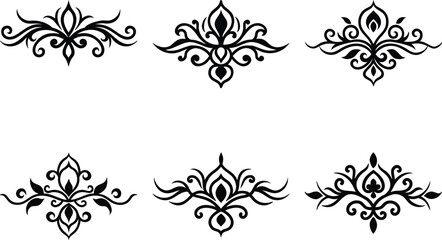 Baroque Swirl Accent ornament set on white background