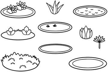 Ponds Line Art Illustration Beautiful Design for Nature Lovers Artwork 