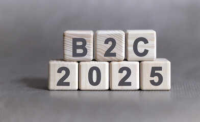 Obraz premium B2C 2025 on wooden cubes text on a background