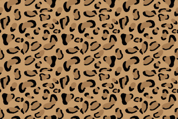 Leopard Skin Seamless Pattern Featuring Distinct Spots on a Warm Beige Background