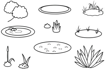 Ponds Line Art Illustration Elegant Design for Outdoor Nature Artwork 