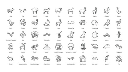 Farm & Pet Animal Icon Set Vector Icon Stock Illustration