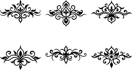 Baroque Swirl Accent ornament set on white background