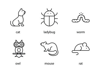 Farm & Pet Animal Icon Set Vector Icon Stock Illustration