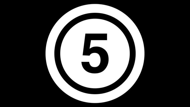 ボタン・スイッチが押されて数字が変わるイメージのカウントダウンのアニメーション　10から0までのカウント(10+1秒)　黒背景・白黒・アルファチャンネ+グリーンバックのセット