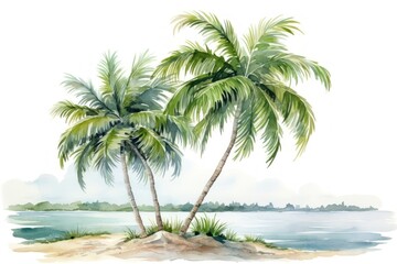 Obraz premium Painting of coconut tree nature outdoors plant.